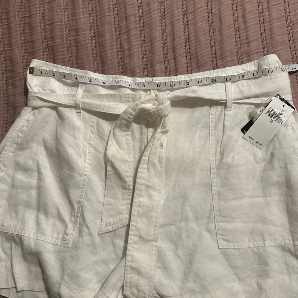 Lauren Ralph Lauren White Linen Belted Shorts NWT - Picture 7 of 10